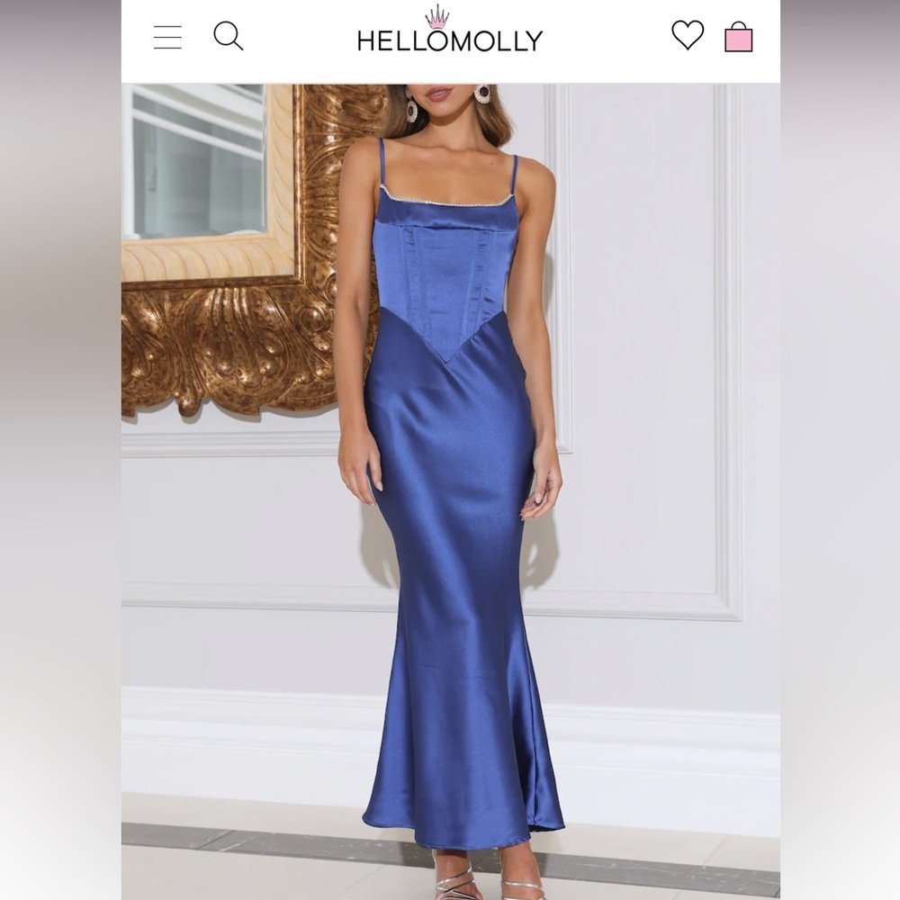 Hello Molly Sapphire Blue Satin Maxi Dress